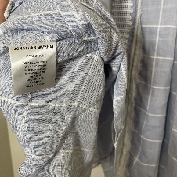Jonathan Simkhai Blue plaid tank shift lace trim dress size Small - Picture 6 of 6